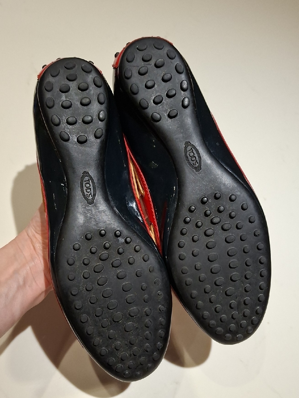 Tod's Navy, Red & White Patent Leather Driving Loafers w/ Bow Detail (EU 38) - Picture 8 of 8